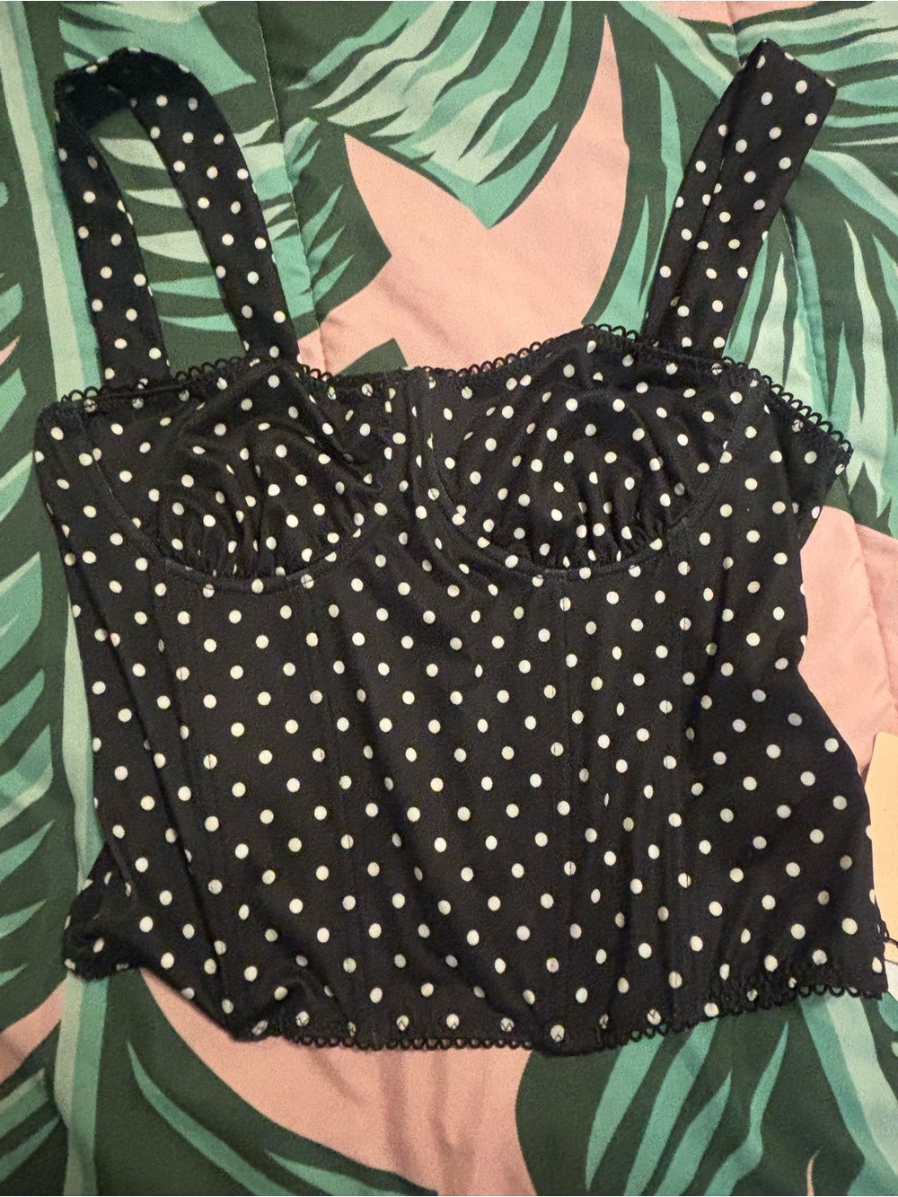 SHEIN Black Polka Dot Cropped Camisole